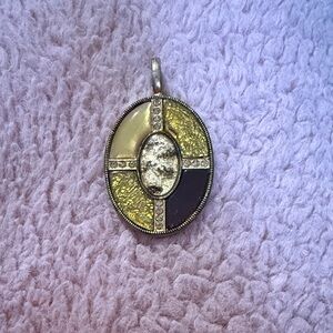 Lia Sophia Gold and Black Oval Pendant